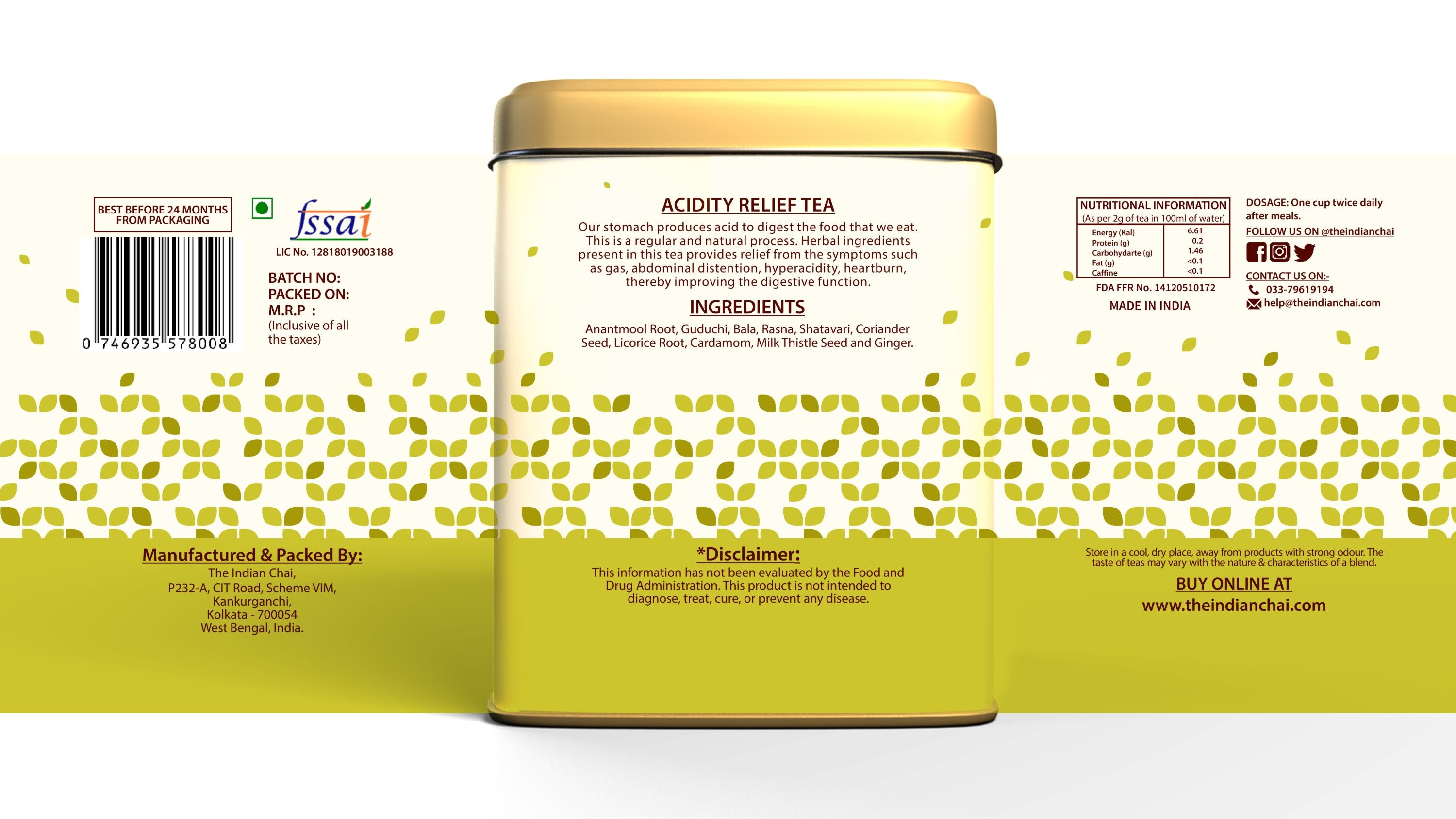 Acidity relief tea