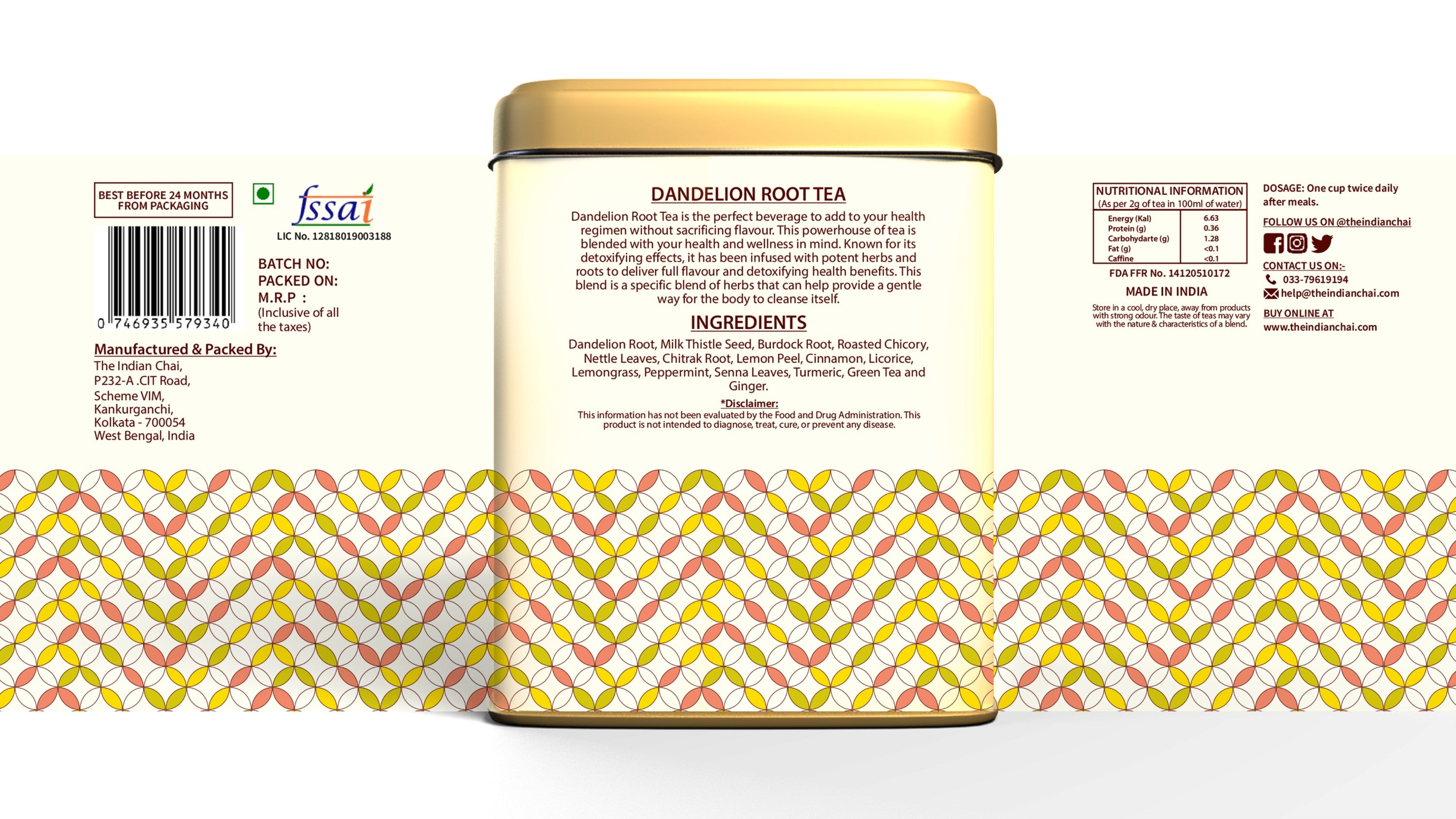 Dandelion root tea bags