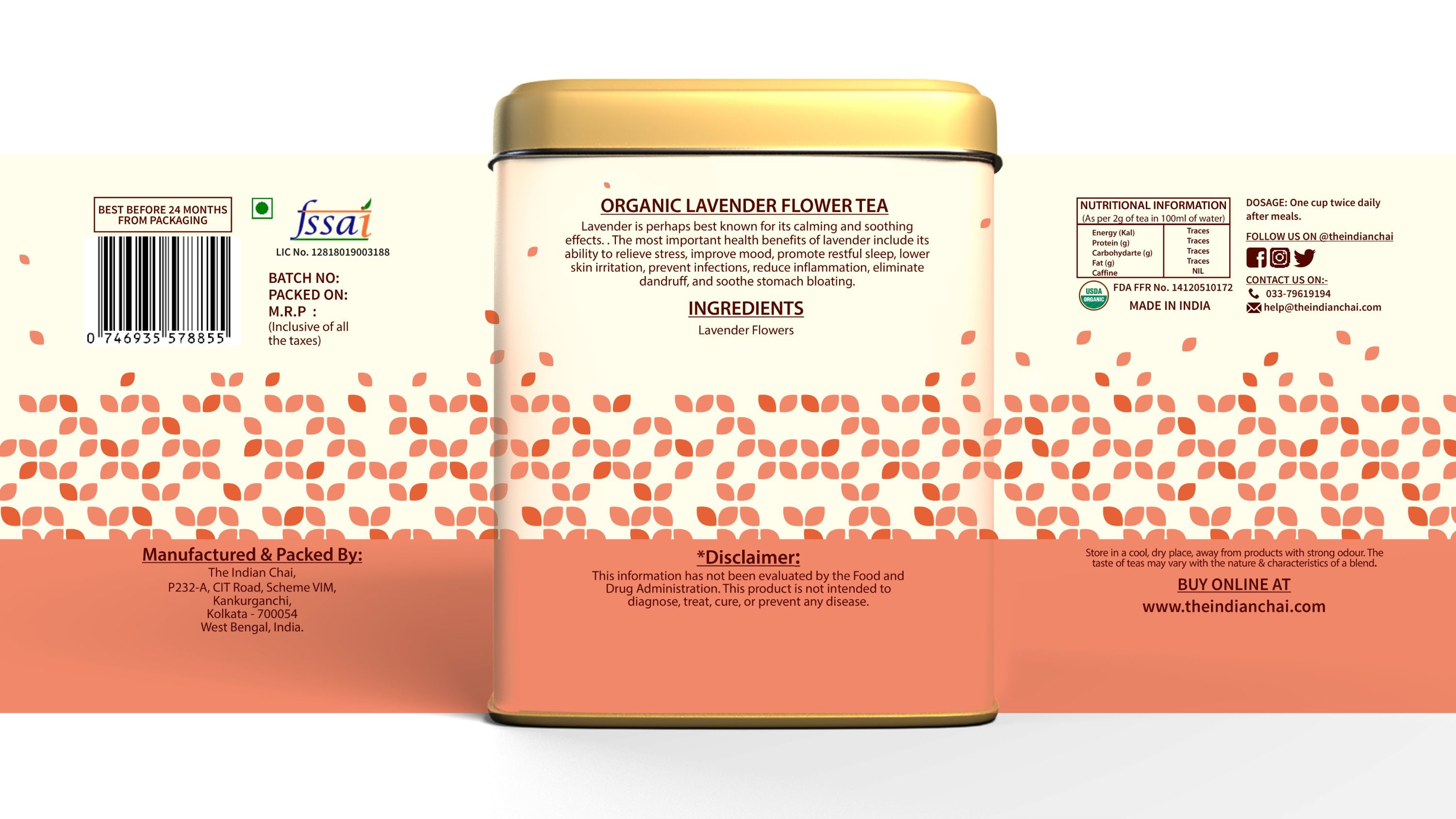 Organic lavender flower tea