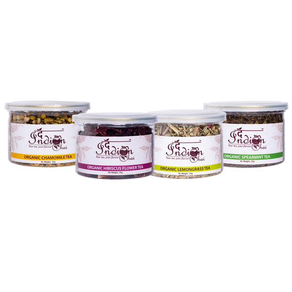 Combo, Chamomile tea, Hibiscus tea, Lemongrass tea & Spearmint tea