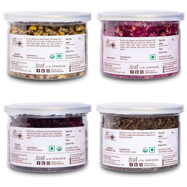 Combo, Chamomile tea, Rose Petals - Sun Dried, Hibiscus tea and Spearmint tea