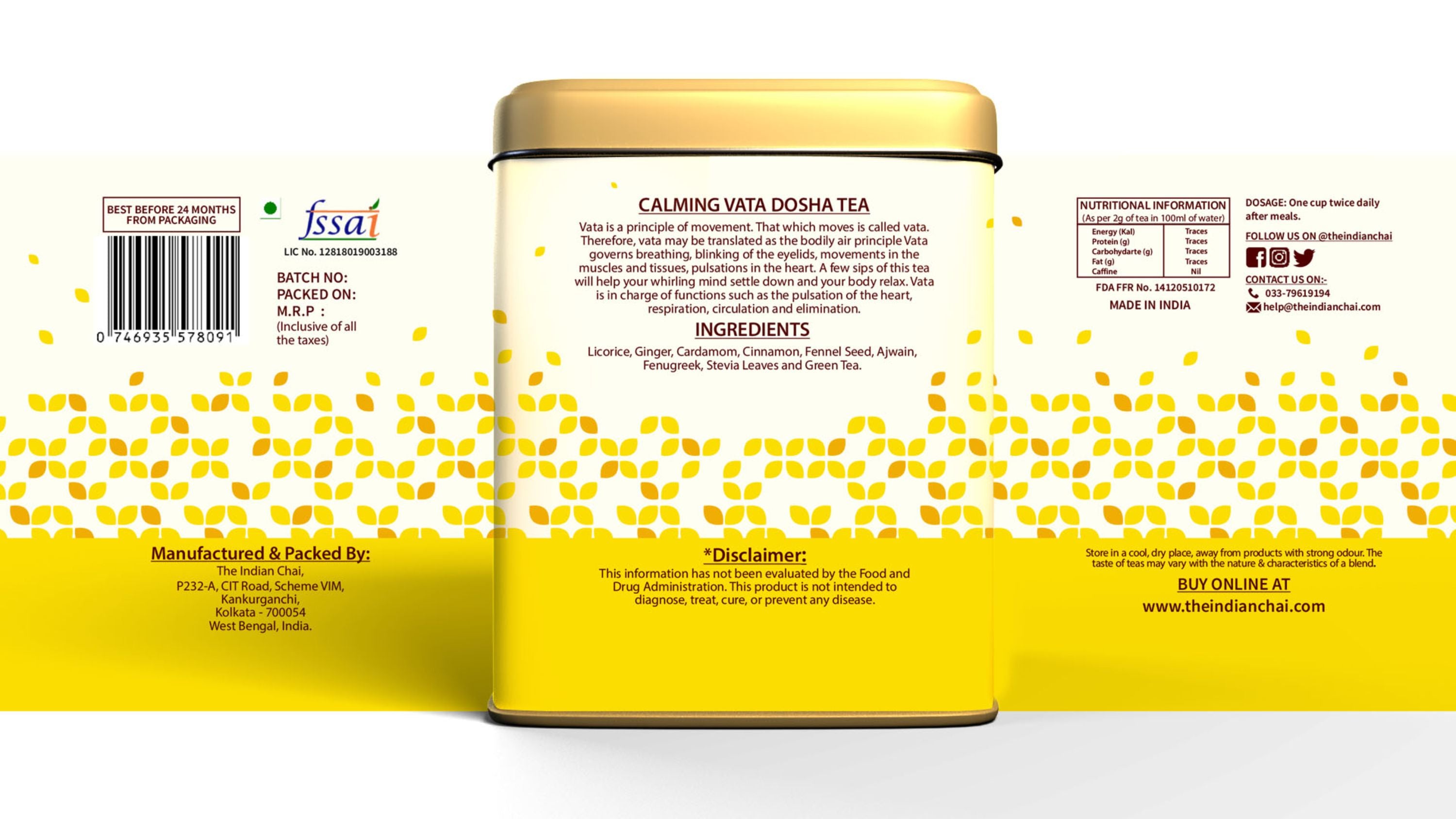 Calming vata dosha tea