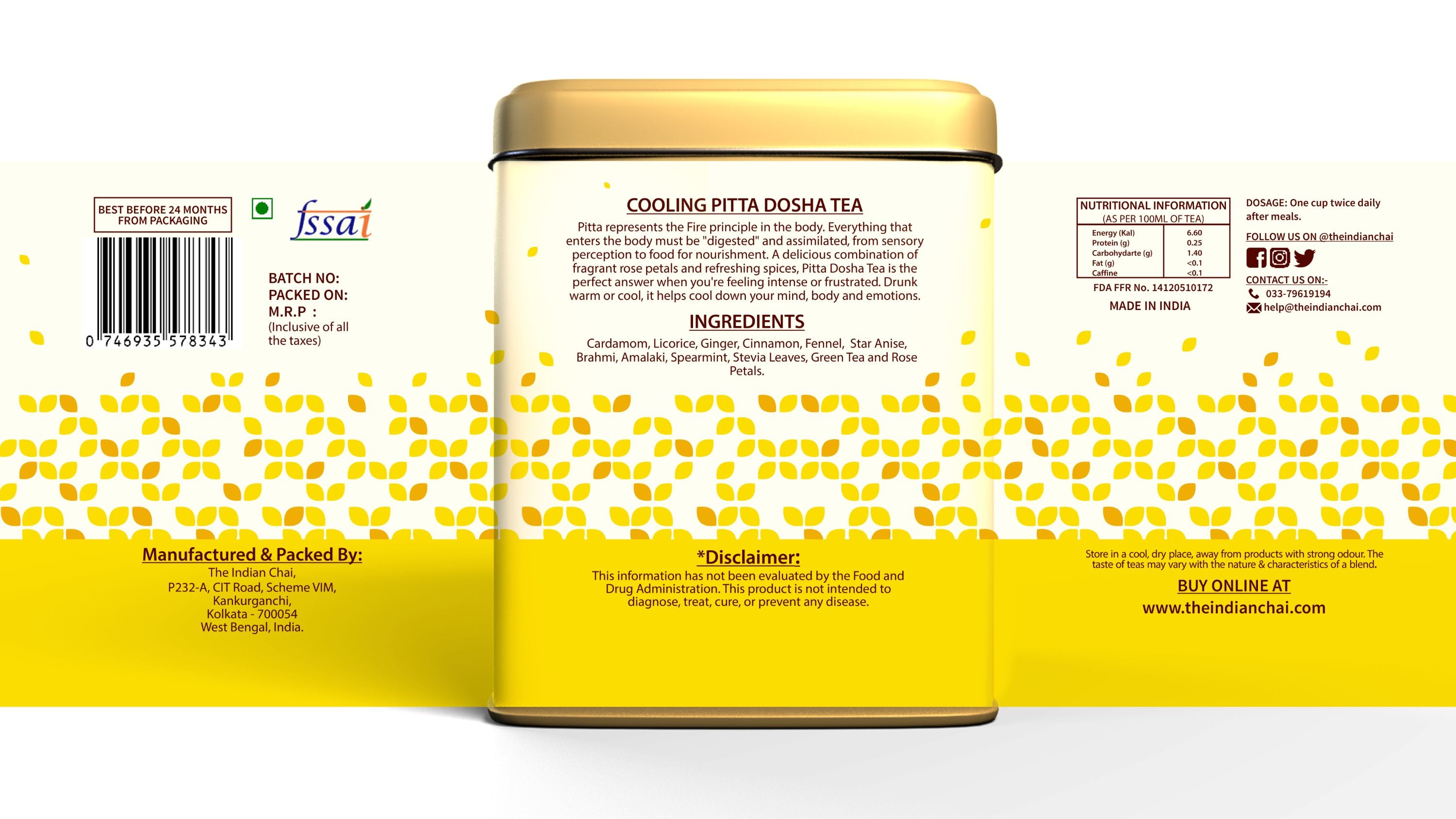 Cooling pitta dosha tea