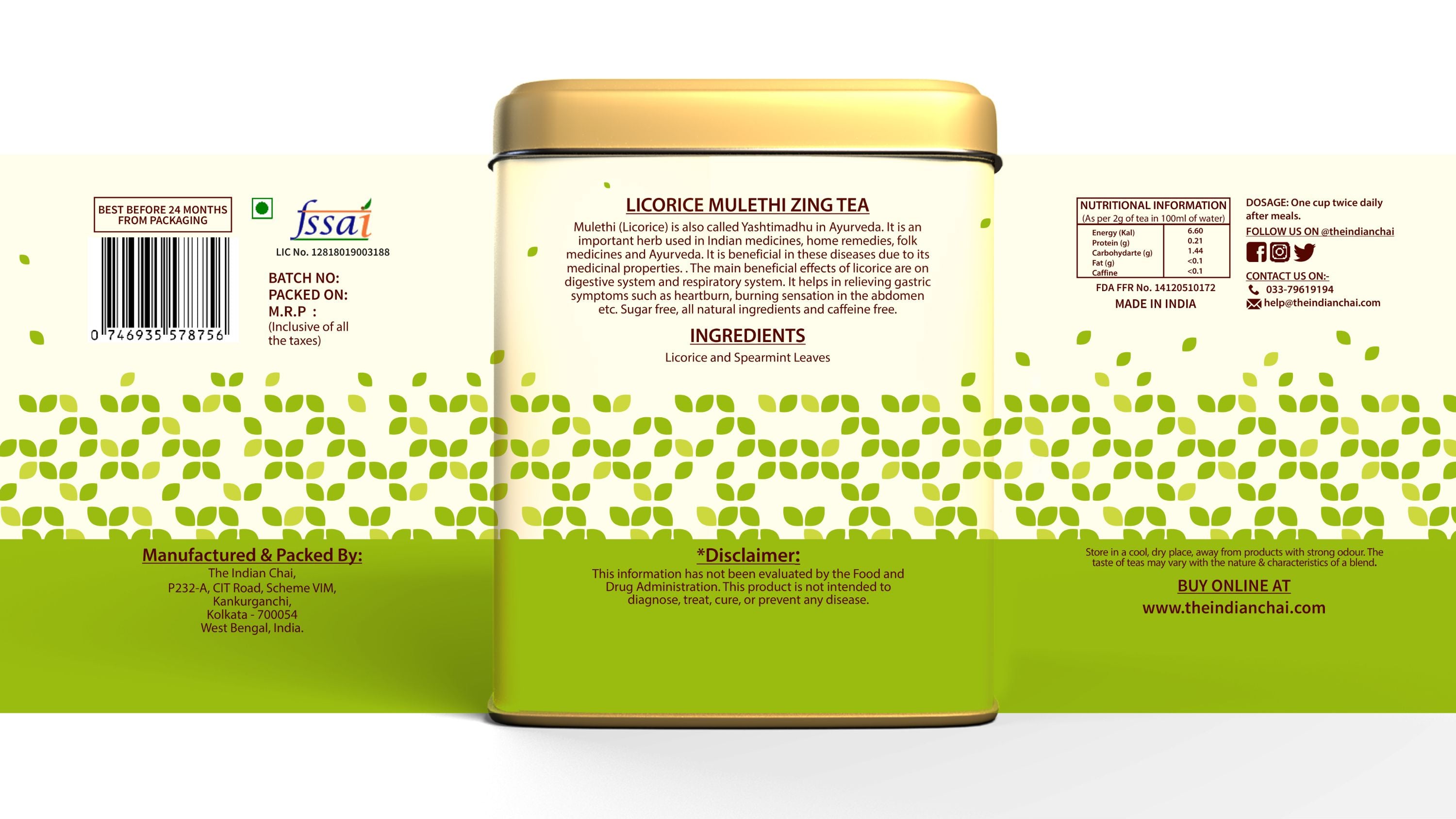 Licorice mulethi zing tea