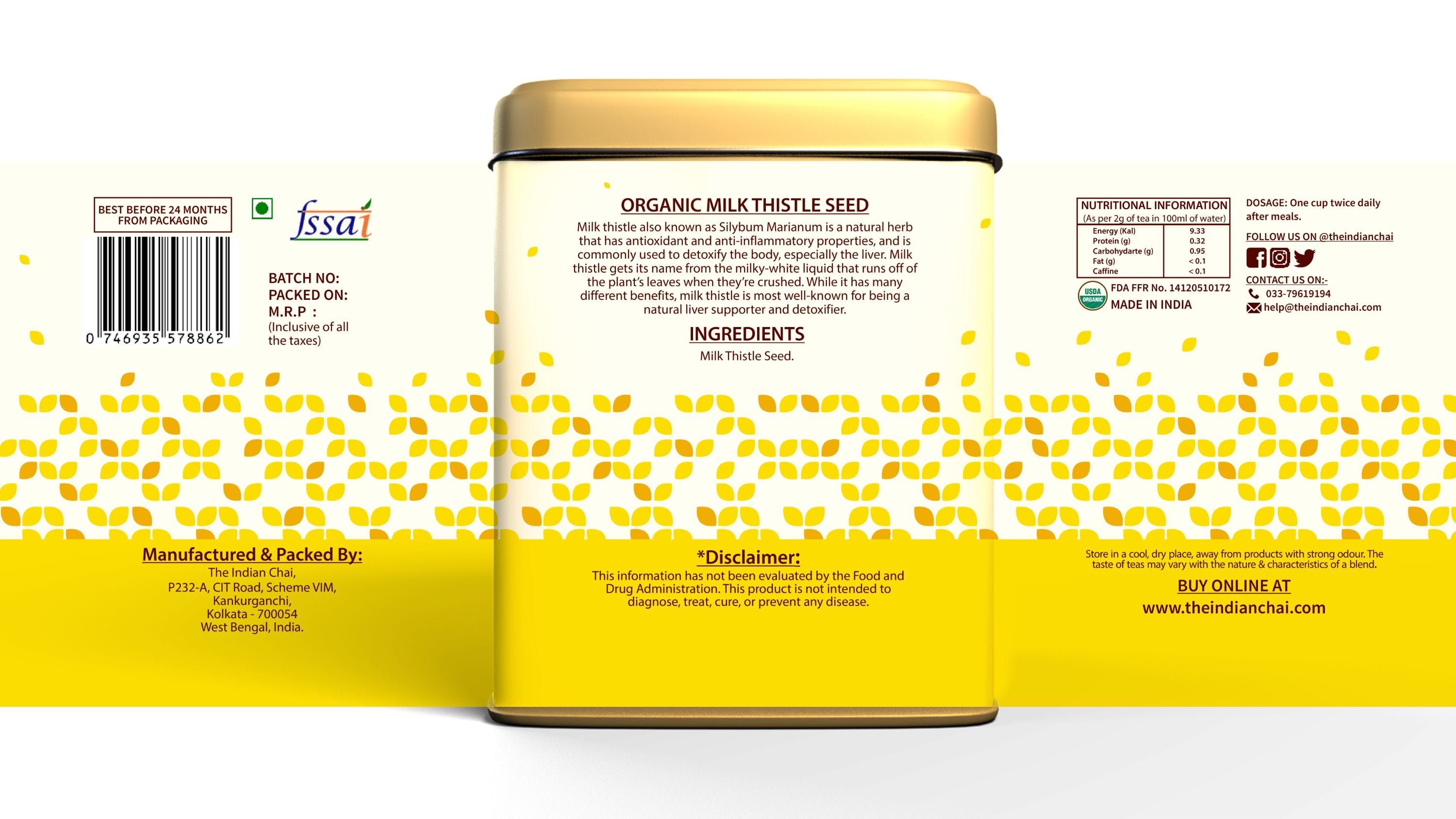 Organic milk thistle seed